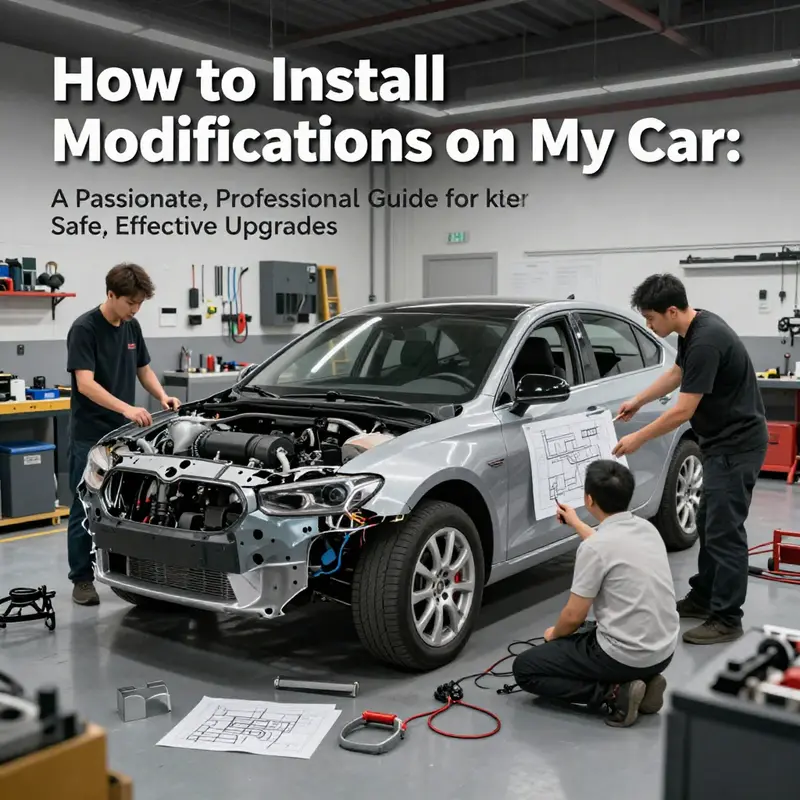 Workshop scene with car, parts, and tools prepared for modification projects.