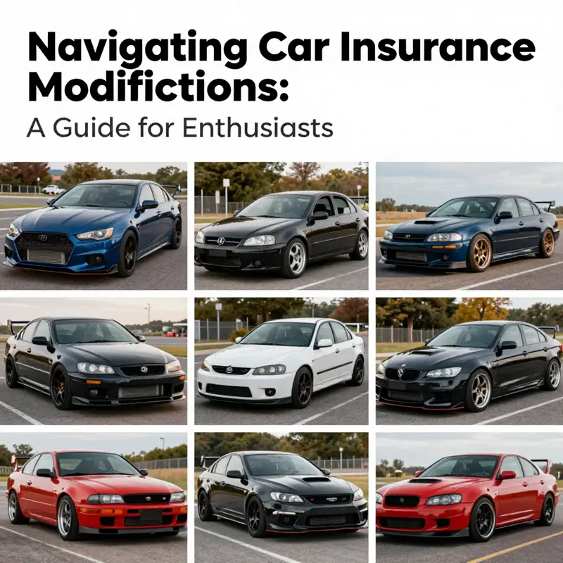 A variety of modified cars displaying different performance and aesthetic modifications, emphasizing automotive customization.