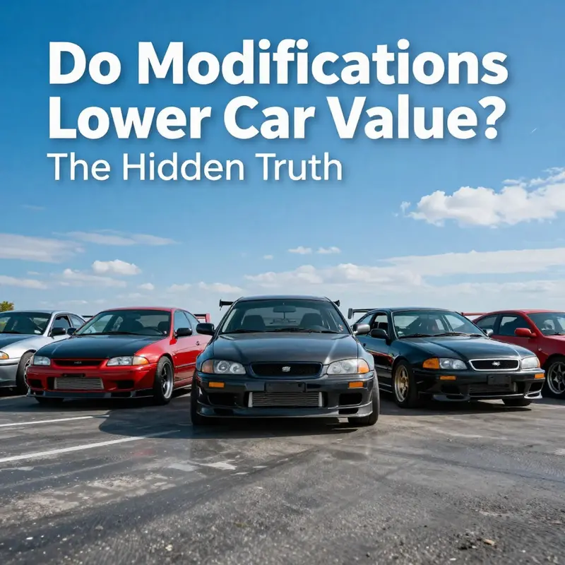 An array of modified cars under a sunny sky, symbolizing the creativity and enthusiasm in car modifications.