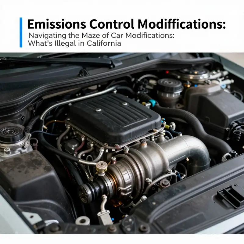 This image highlights essential parts of exhaust systems that can be modified, while indicating compliance with sound regulations.