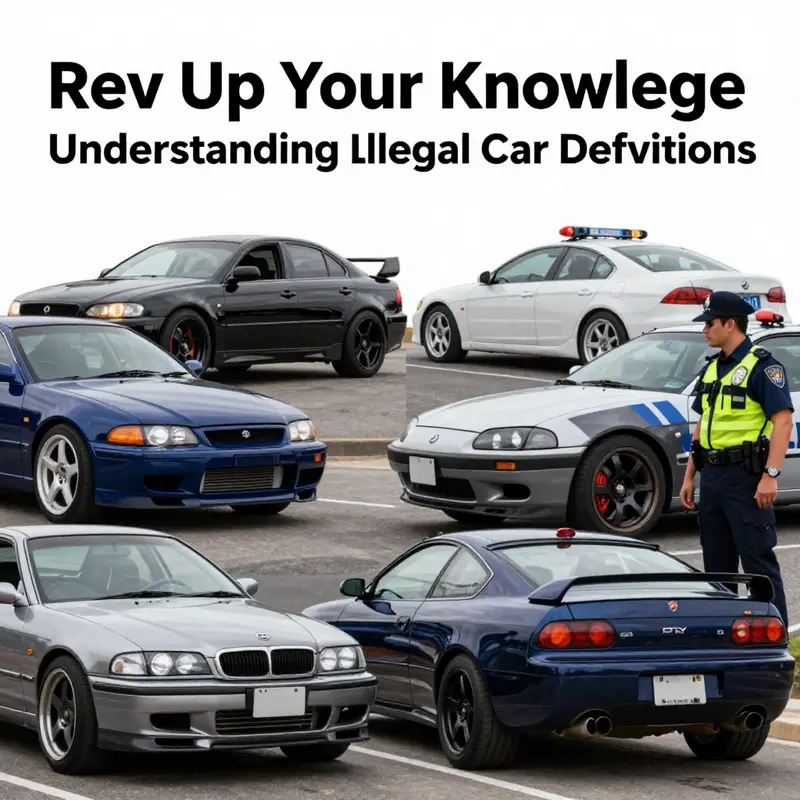 An overview of illegal car modifications showcasing common examples that violate regulations.