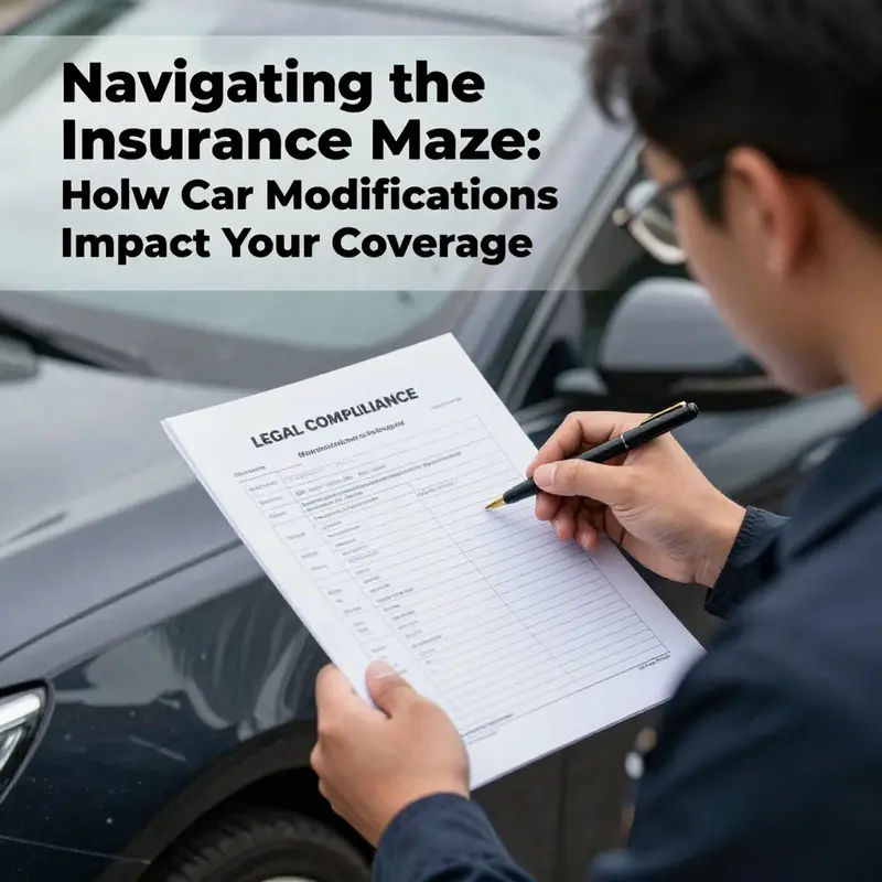 Mechanic recording car modifications to ensure insurance compliance.