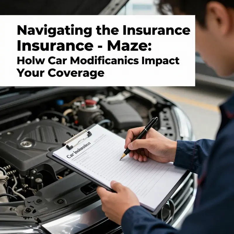 Mechanic recording car modifications to ensure insurance compliance.