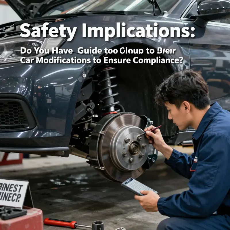 A car enthusiast reviews legal documents concerning vehicle modifications in a garage setting.