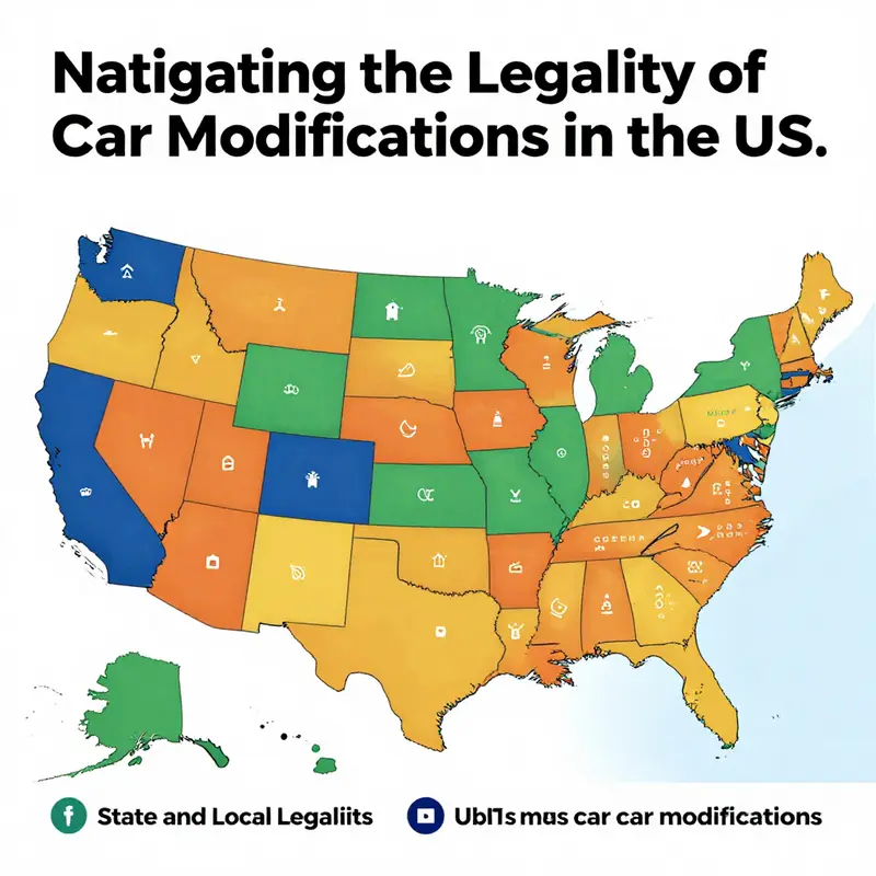 A visual representation of the varying state regulations on car modifications across the U.S.