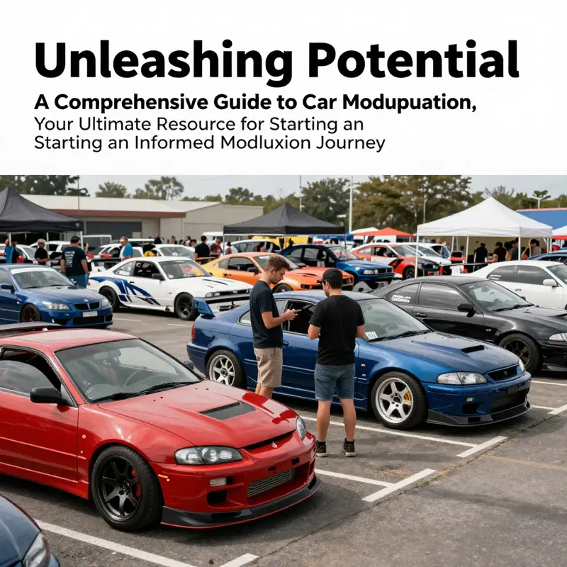 A gathering of modified cars at an outdoor event, showcasing a variety of customizations and car enthusiasts.