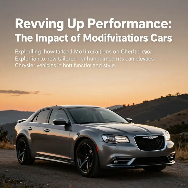 A modified Chrysler car parked on a hillside during sunset, highlighting its design and enhancements.