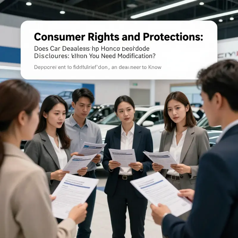 An enthusiast analyzing vehicle modifications at a dealership to understand their disclosure requirements.