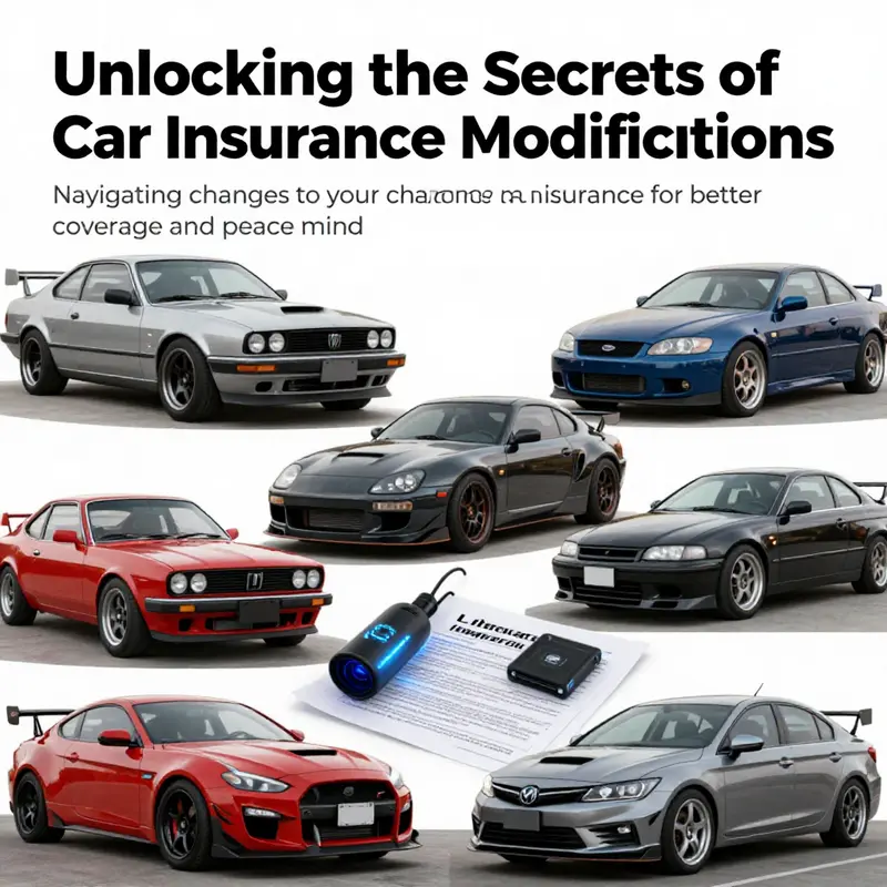 An engaging image displaying a range of modified vehicles and insurance elements, emphasizing the connection between customization and insurance.