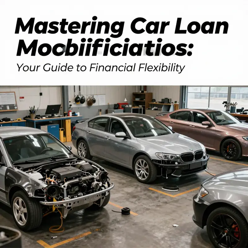 Energetic automotive workshop filled with cars undergoing modifications, symbolizing the balance between passion and financial management.