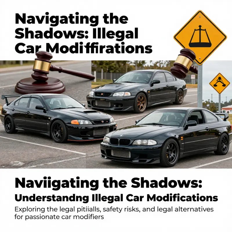 A collage of modified cars with legal symbols, highlighting the theme of car modifications and legality.