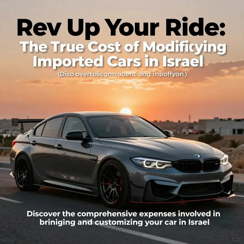 A customized imported car with unique modifications set against a scenic sunset view in Israel.