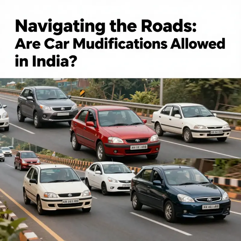 A montage of modified cars driving on an Indian road, showing the essence of car modification culture.