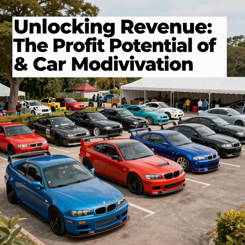 A lineup of modified cars in an outdoor setting, showcasing the art and economic potential of car modifications.