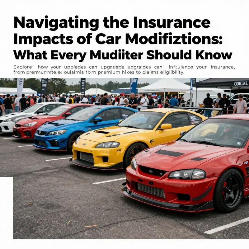 A lineup of various modified cars at an automotive event, showcasing the diversity of modifications and summarizing the article's theme on insurance.