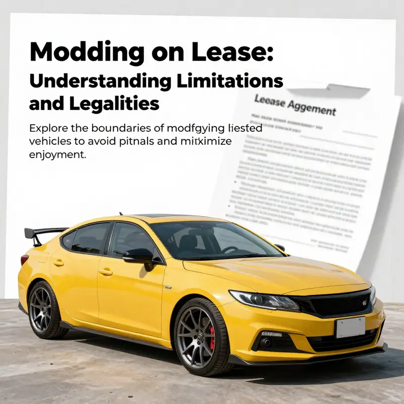 A modified car next to a lease agreement, representing the relationship between car modifications and leasing.