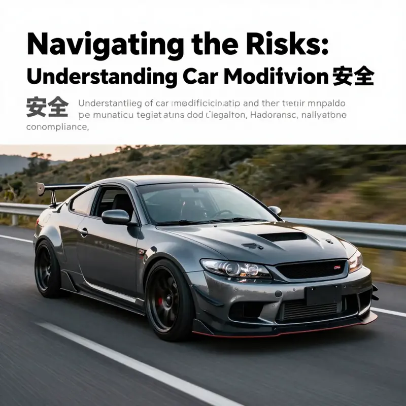 A modified car driving on a beautiful road, portraying the thrill of customization while emphasizing the importance of safety.