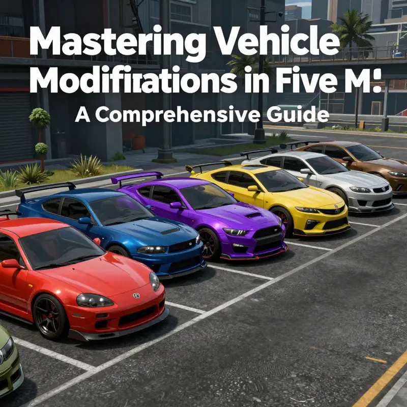 A colorful array of modified vehicles displayed in a virtual city in FiveM, embodying creativity in car customization.