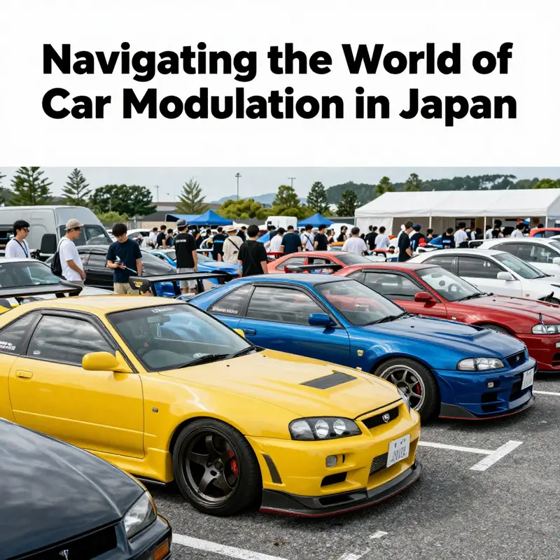 An infographic illustrating the legal framework surrounding car modifications in Japan.