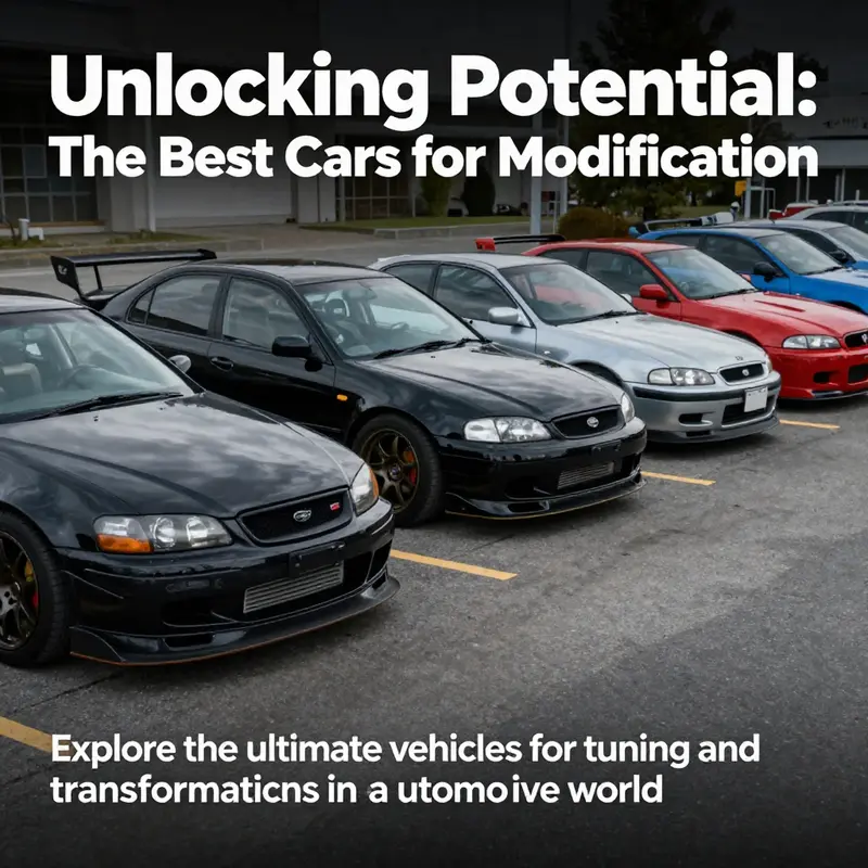 An array of modified cars showcasing different styles and performance enhancements.