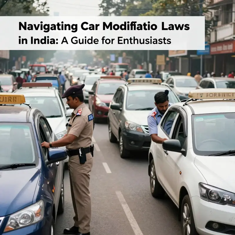 An Indian car undergoing safe and legal modifications in a professional garage.