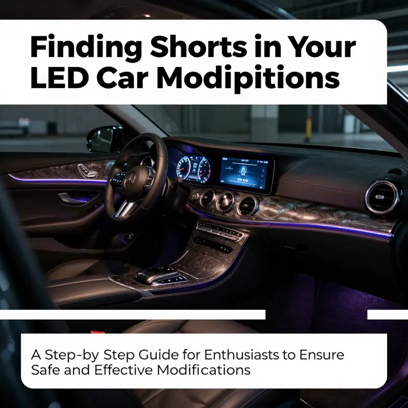 A modified car interior illuminated with LED lights, featuring a sleek design and advanced automotive technology.