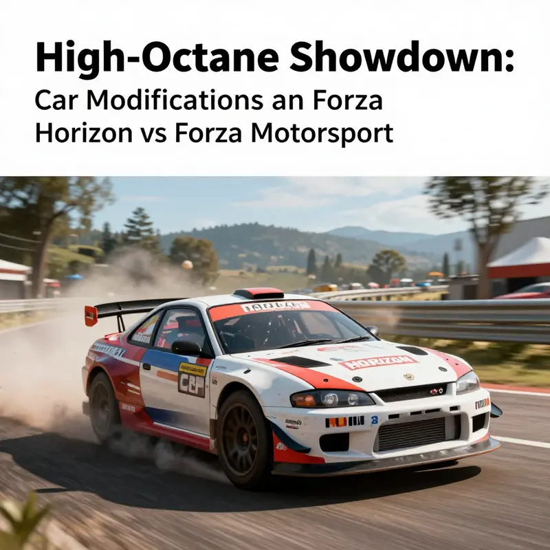 Visual comparison of car modification options in Forza Horizon and Forza Motorsport.