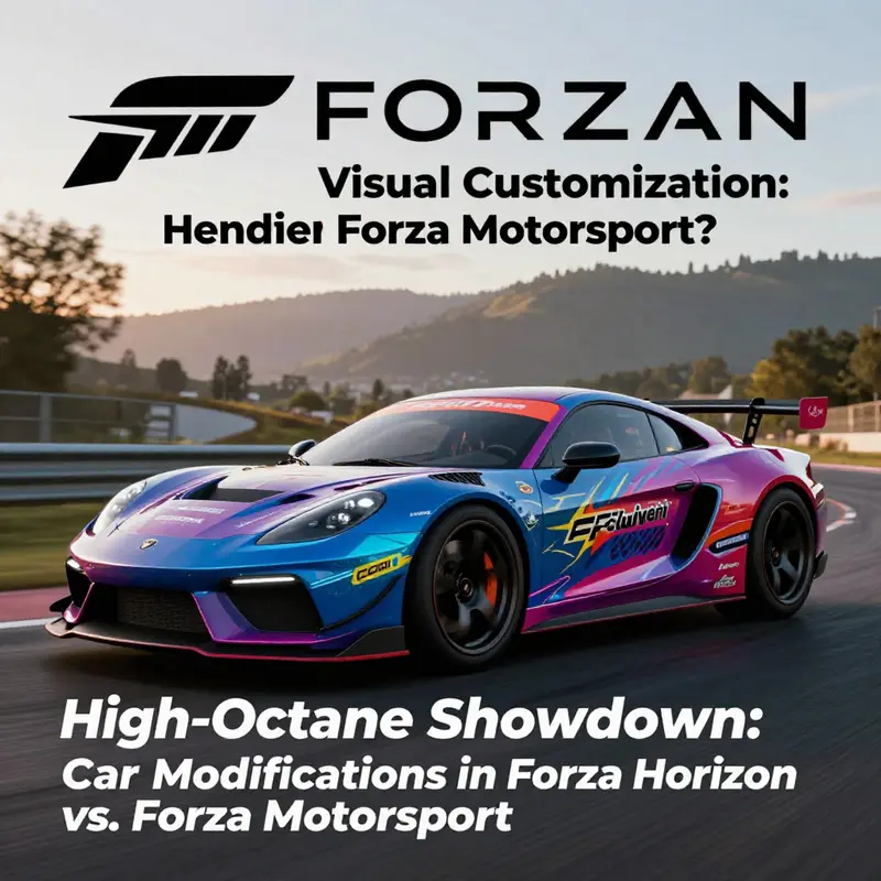 Visual comparison of car modification options in Forza Horizon and Forza Motorsport.