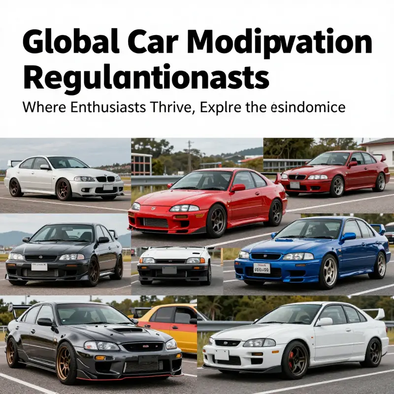A dynamic collection of modified cars from different countries, highlighting the cultural richness of car modifications.