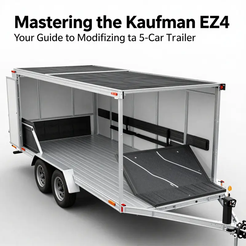 Evaluating the legal aspects and intended purposes behind modifying a Kaufman EZ4 for transporting five vehicles.