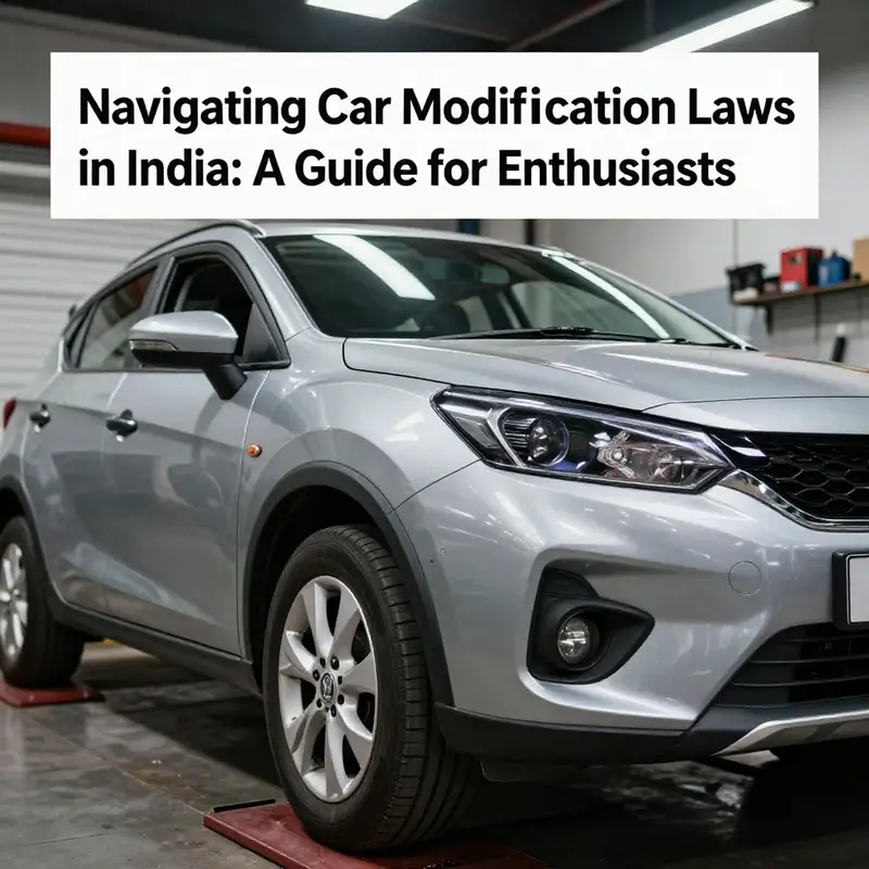 An Indian car undergoing safe and legal modifications in a professional garage.