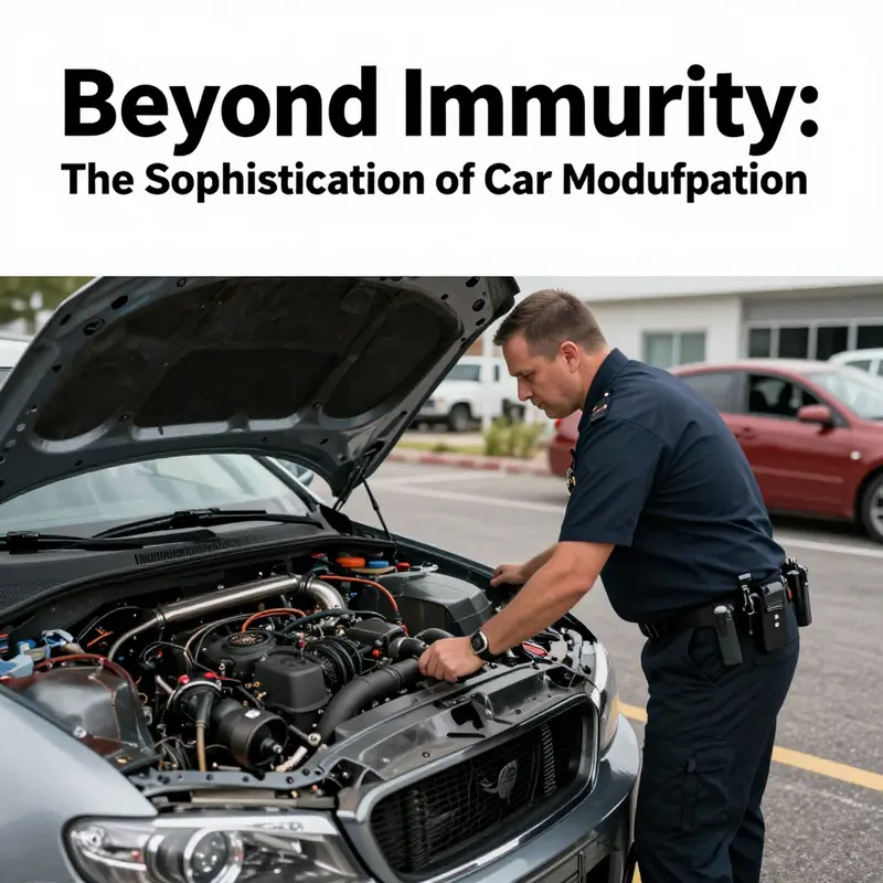 An expert mechanic using advanced tools to optimize car performance, illustrating the technological sophistication involved in car modifications.