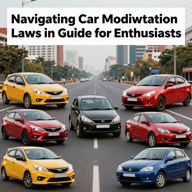 A collage of modified vehicles in India depicting both lawful and unlawful mods against a bustling urban backdrop.