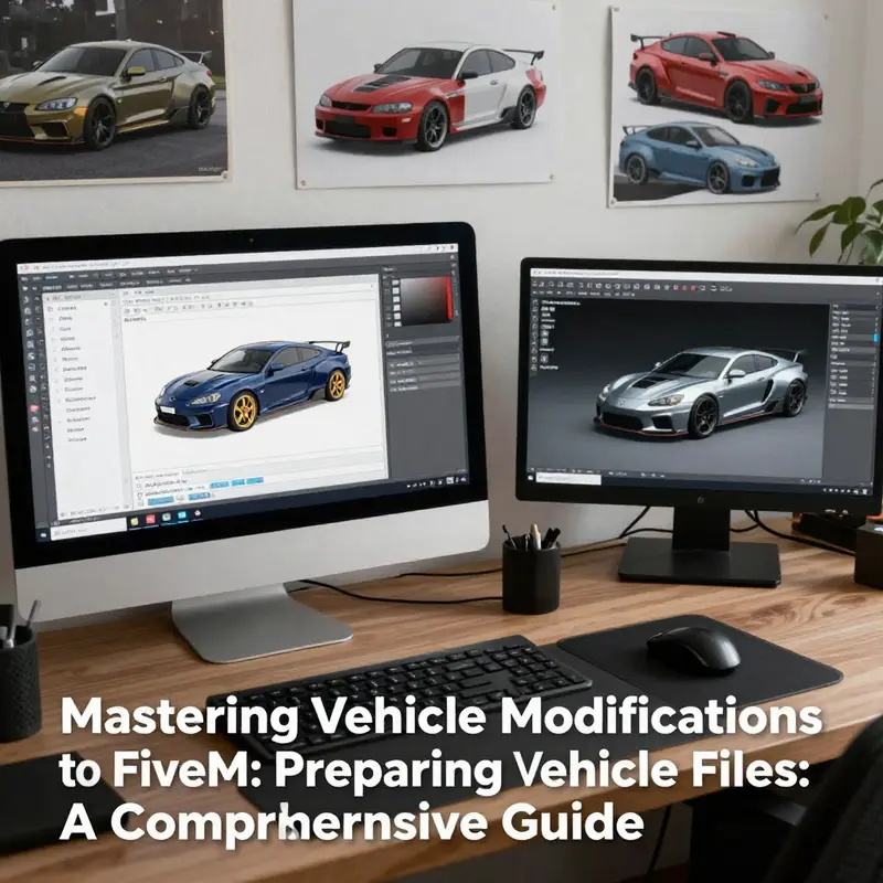 Setting up vehicle modification files in a 3D modeling software.