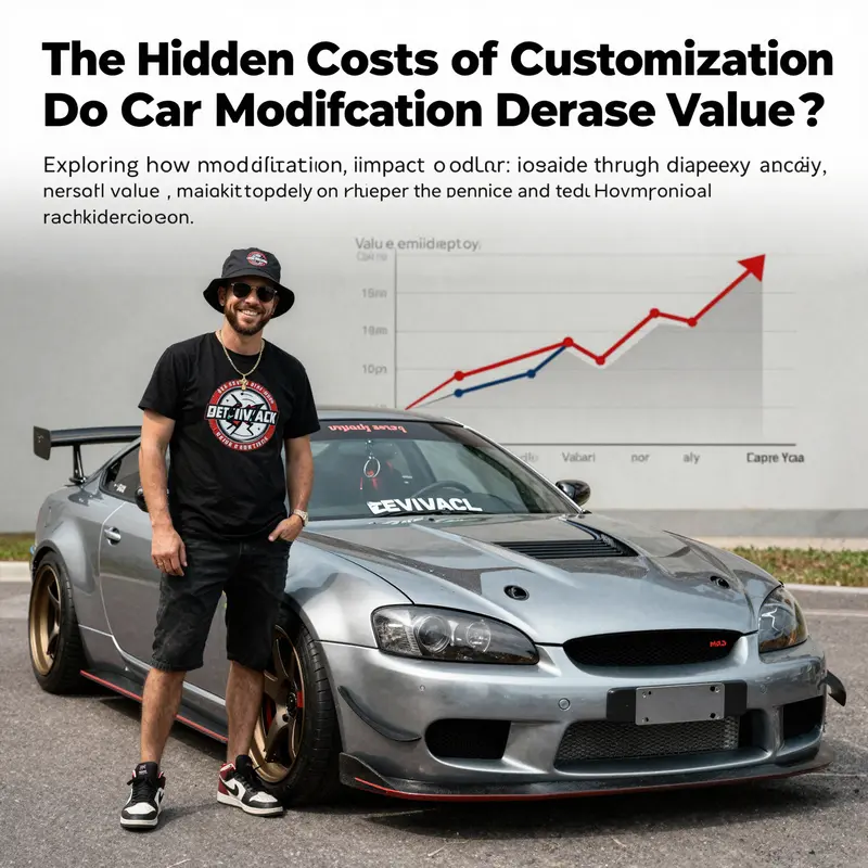 A car modifier smiling with their personalized car, representing the passion for customization versus the potential loss in resale value.