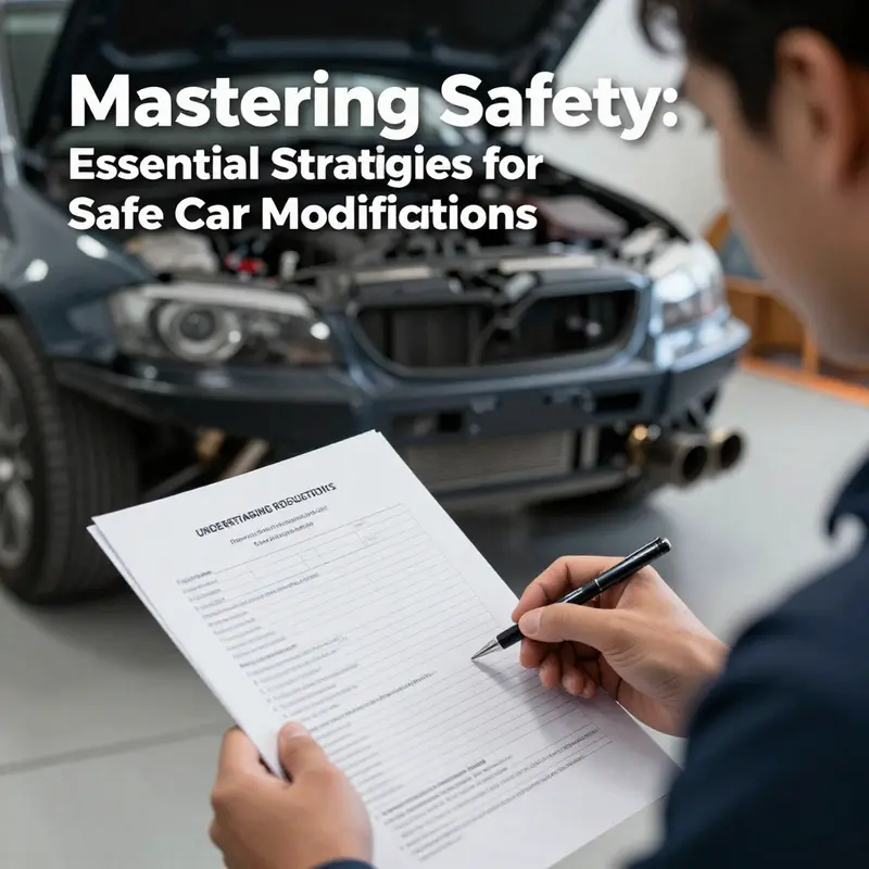Mechanic reviewing vehicle modification regulations to ensure compliance.