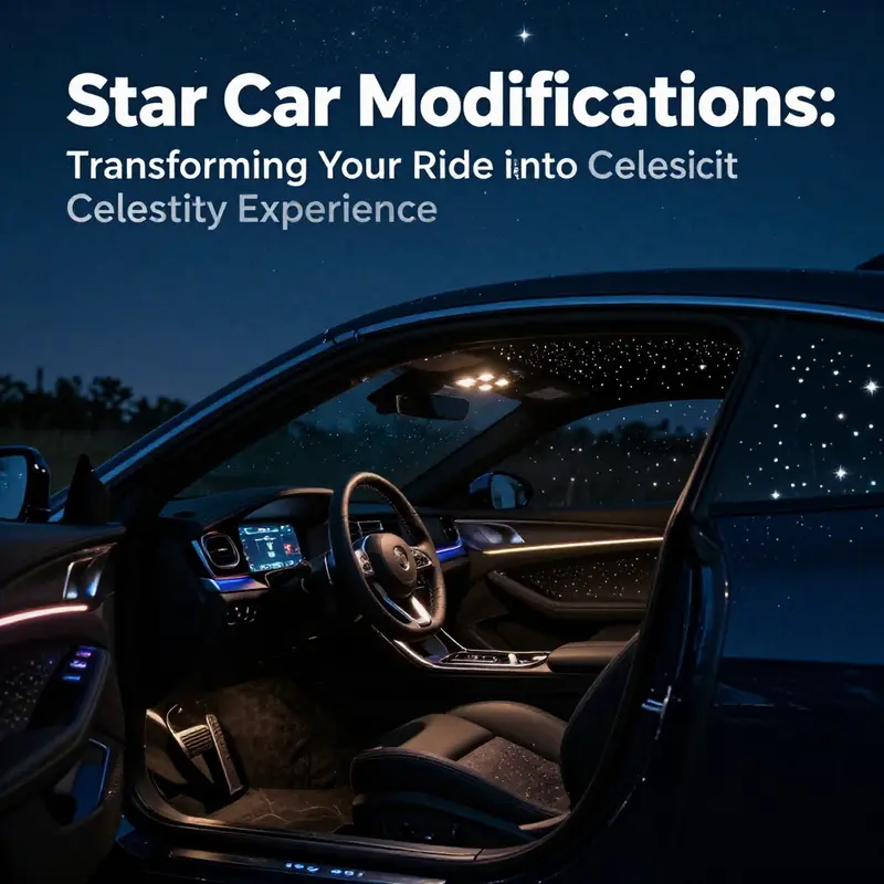 A car parked under a starlit sky showcasing an illuminated starry interior, reinforcing the theme of star car modifications.