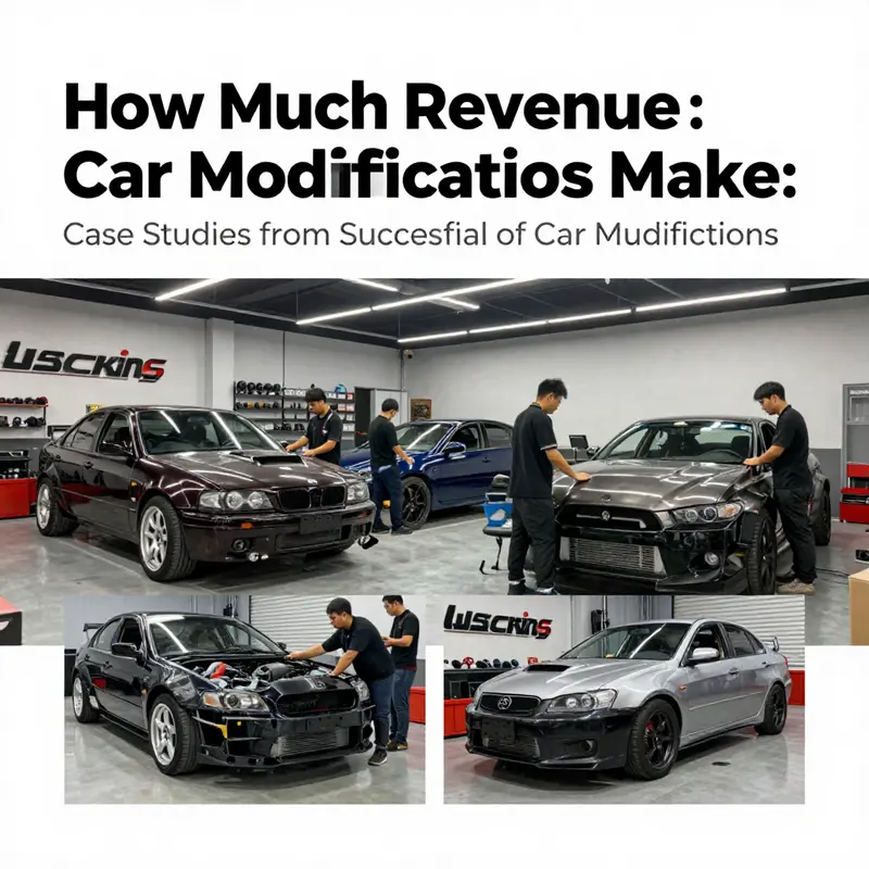 A glimpse into the economic vibrancy of a car modification shop showcasing diverse vehicles and revenue potential.