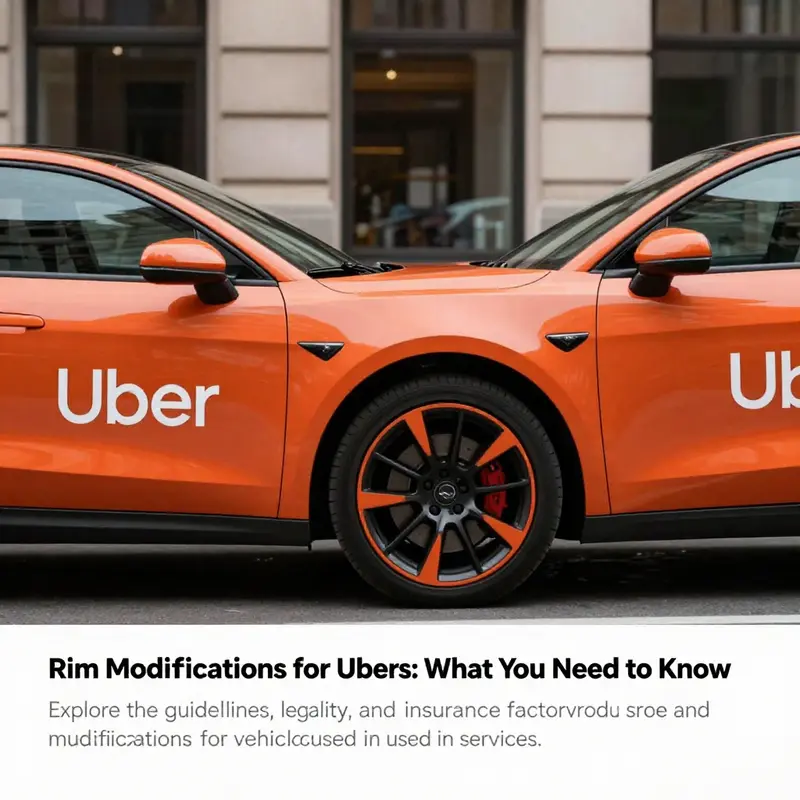 A stylish Uber vehicle featuring customized rims parked in a modern city environment.