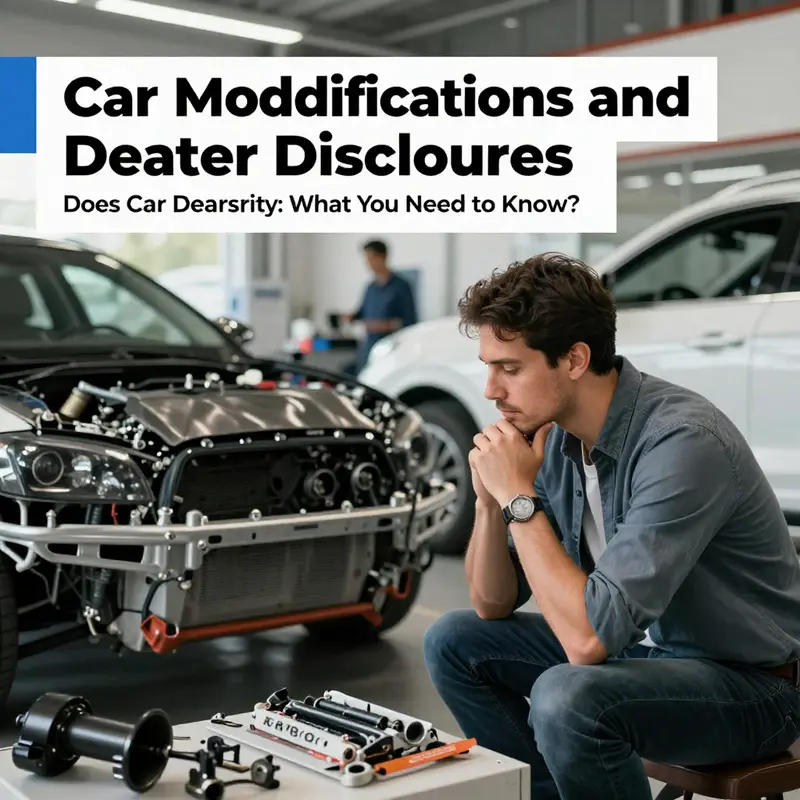 An enthusiast analyzing vehicle modifications at a dealership to understand their disclosure requirements.
