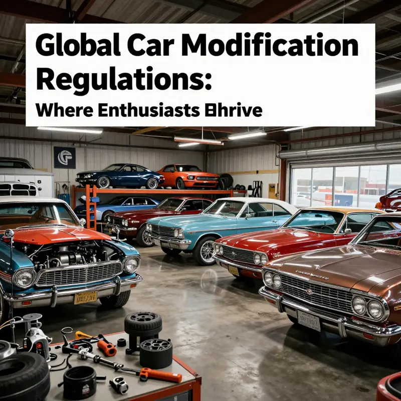 A vibrant representation of Japan’s car modification culture with street displays of customized vehicles.