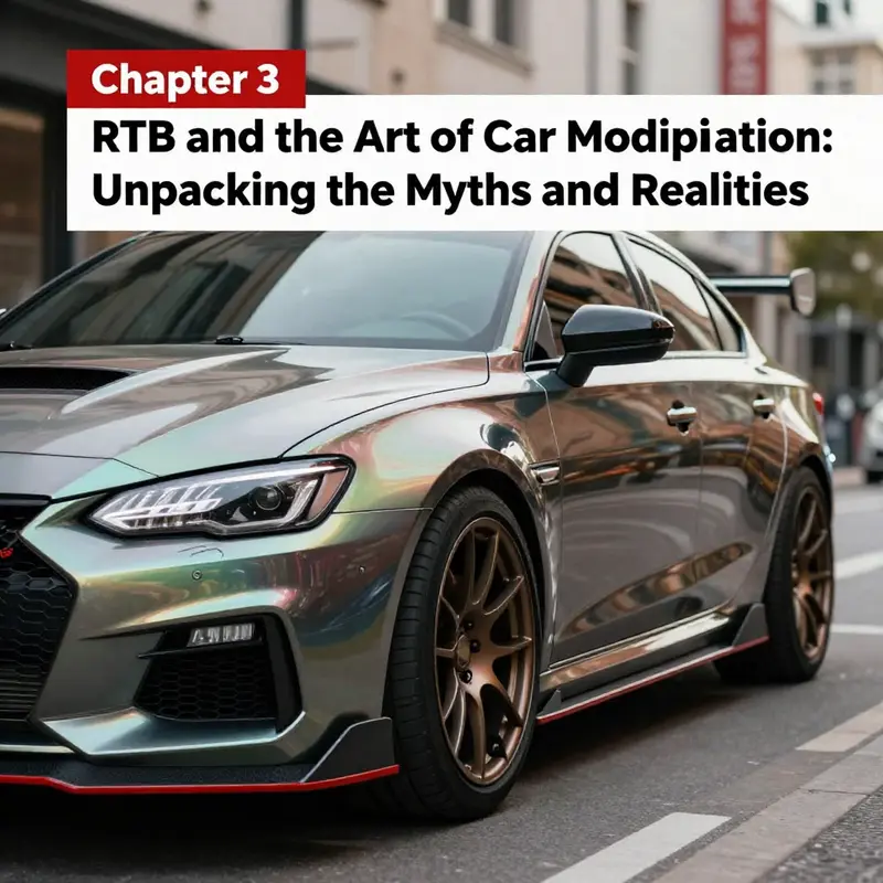 A vibrant car showroom showcasing diverse vehicle modifications beyond RTB, emphasizing creativity and craftsmanship.