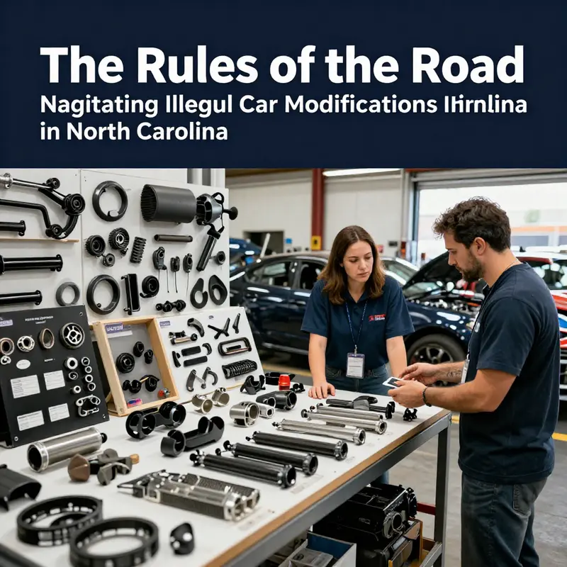 A contrast between an elevated car and a standard vehicle showcases the legal height limitations in North Carolina.