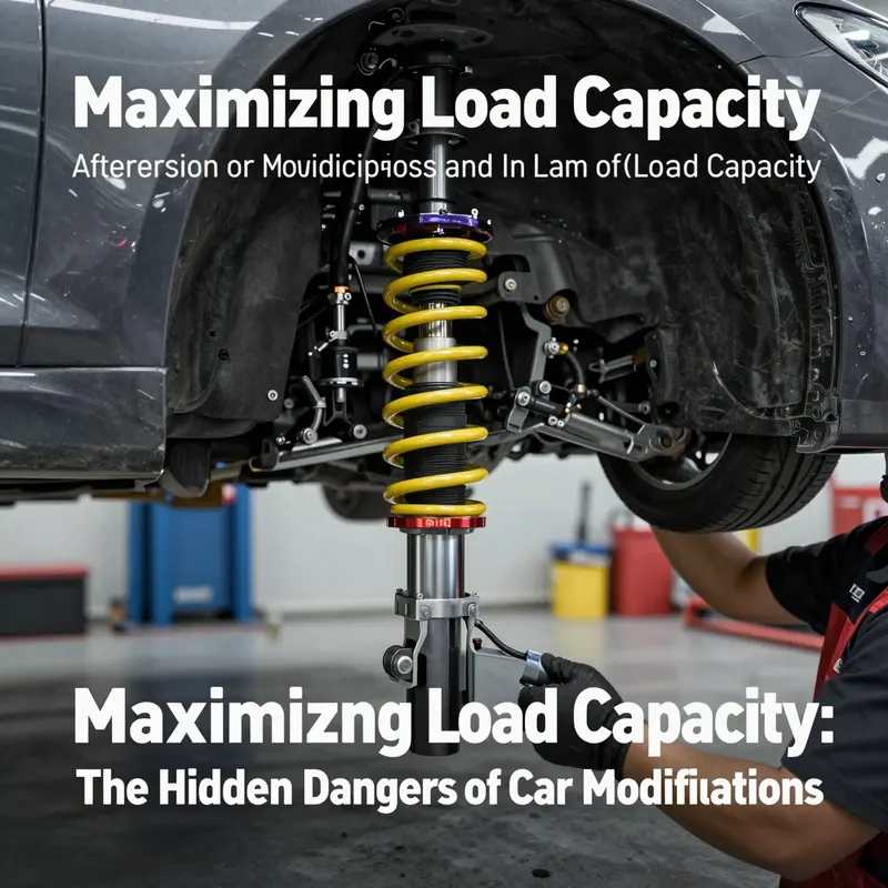 A dynamic view of an aftermarket suspension installation that highlights modifications impacting load capacity.