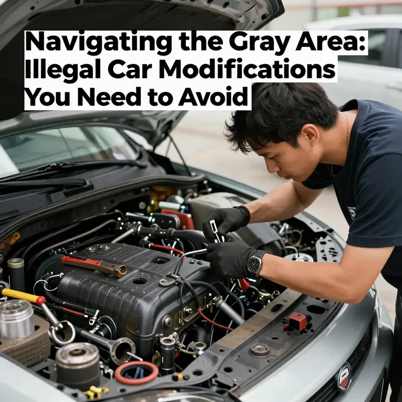 A dedicated car modifier working on a vehicle in a well-equipped garage, highlighting the passion for automotive craftsmanship.