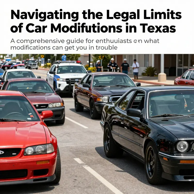 A lively depiction of modified cars on a suburban street, emphasizing the excitement and legal considerations of car customizing.