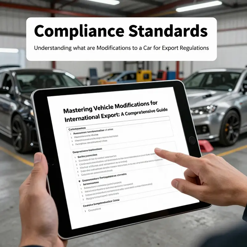 Essential documentation and evidence of modifications for exporting vehicles.