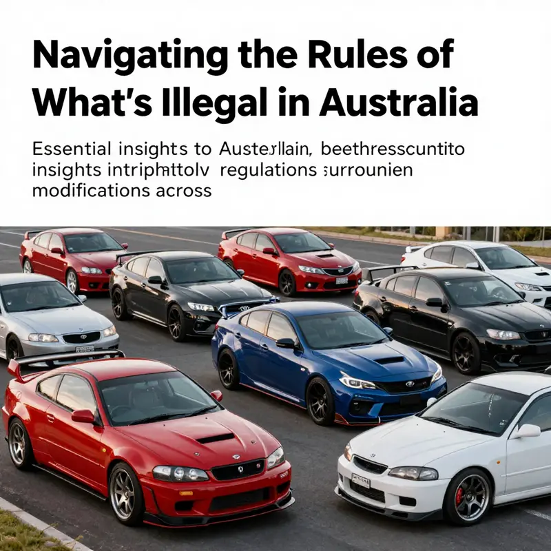 A diverse array of modified vehicles showcasing legal modifications in Australia.