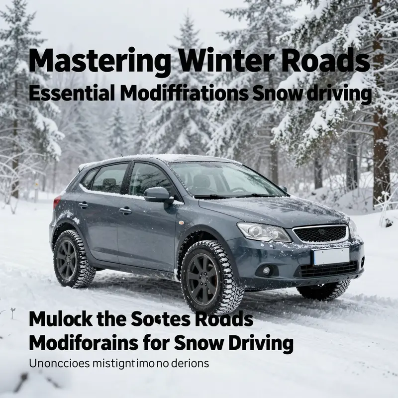 A modified vehicle in a snowy environment, showcasing winter-tire enhancements suitable for snowy driving conditions.