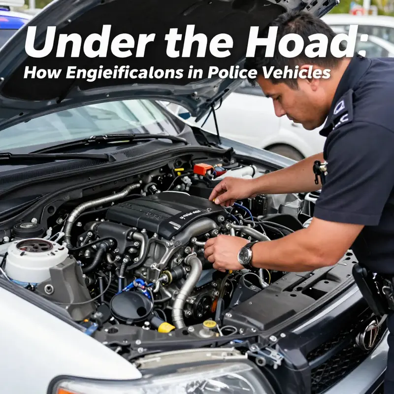 A glimpse into the intricate modifications made to enhance police vehicle performance.